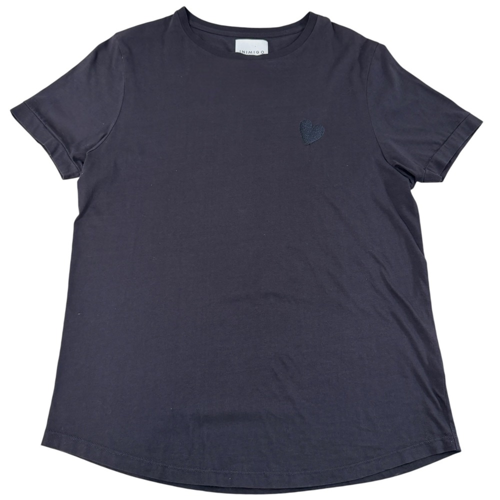 Inimigo Mens Navy Blue Organic Cotton Heart Embroidered T-Shirt Size M Portugal